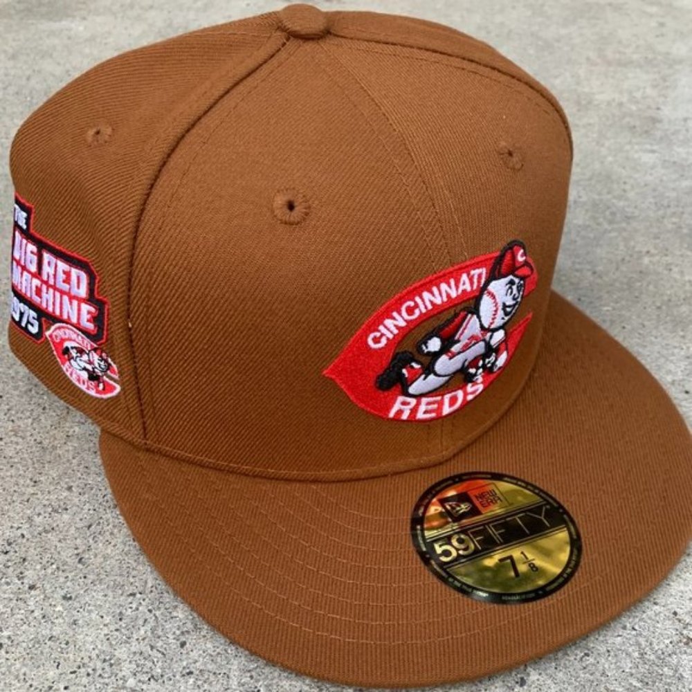 New Era 59Fifty Bourbon and Suede Cincinnati Reds 1975 Big Red Patch UV Hat